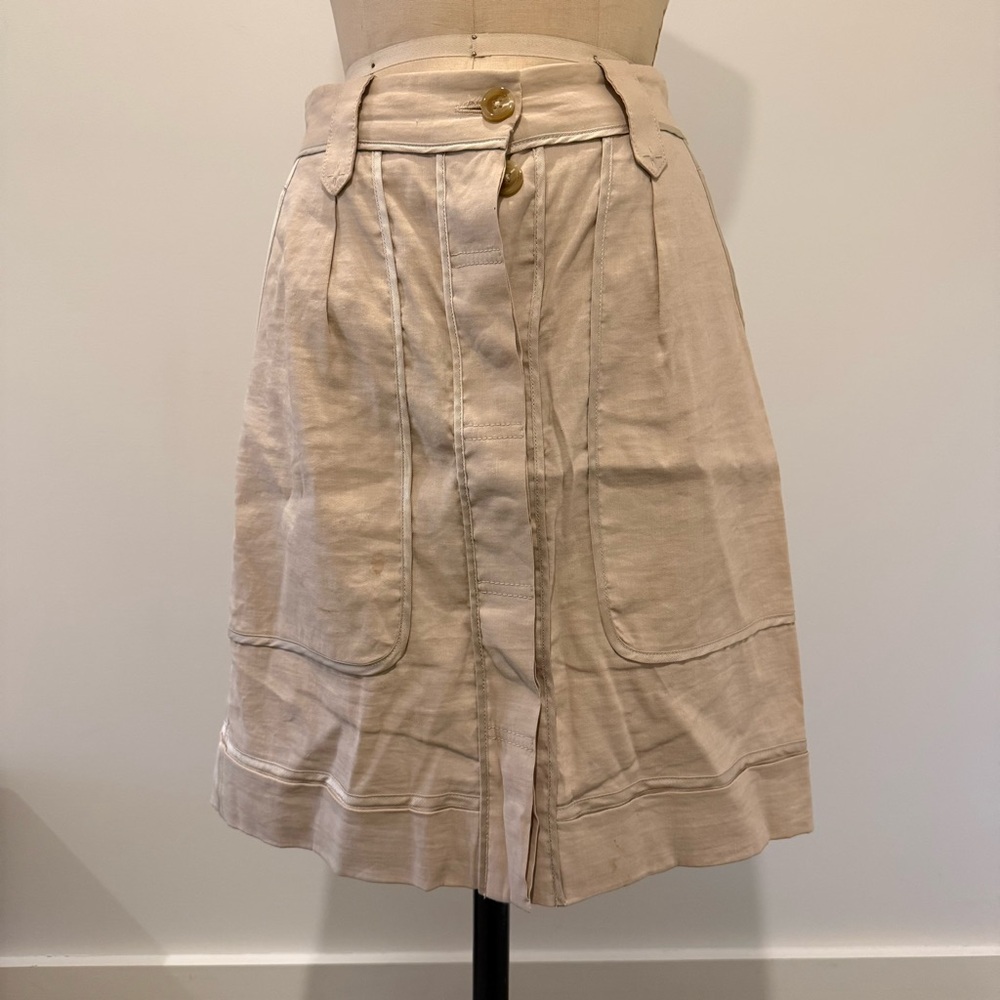 Elie Tahari Beige Button-Front Skirt